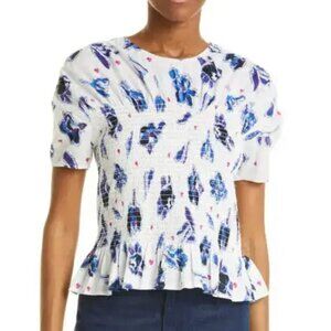 Baum Und Pferdgarten Mynowa Floral Print Smocked Organic Cotton Top, 42 (US 10)